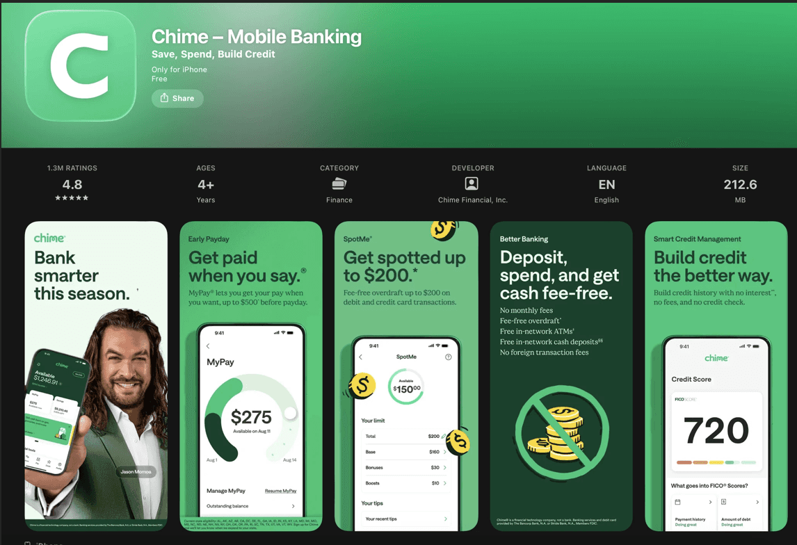 chime mobile banking cash advance